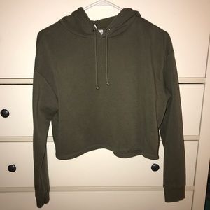 Army Green Cropped Hoodie